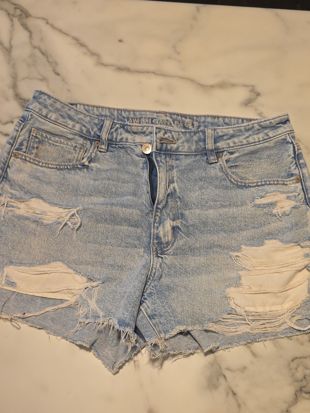 American Eagle Outfitters Light Wash Distressed Denim Shorts